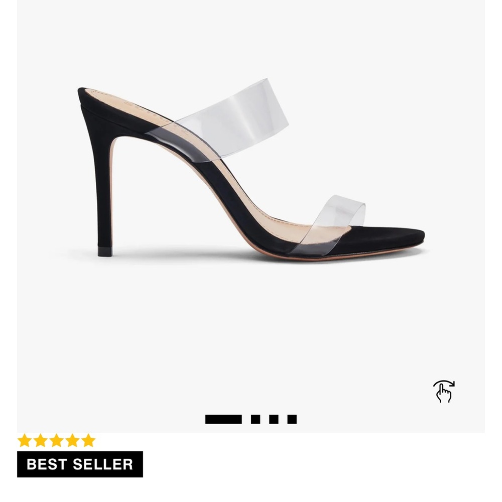 ARIELLA Black heels w/ 2 clear straps 3.9” stiletto heel size 7.5 new condition